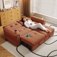thumbnail image 1 of 80.4" Chenille Convertible Sofa Bed - 2-in-1 Sleeper Couch for Sitting & Lying, Ideal for Living Room & Bedroom,Orange, 1 of 13