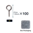 thumbnail image 1 of 80-490 PCS Silver Eye Hooks Screw Metal 0.67 inches-1.1 inches Hook and Eye Small Eyelet Screws(0#-5#), 1 of 10