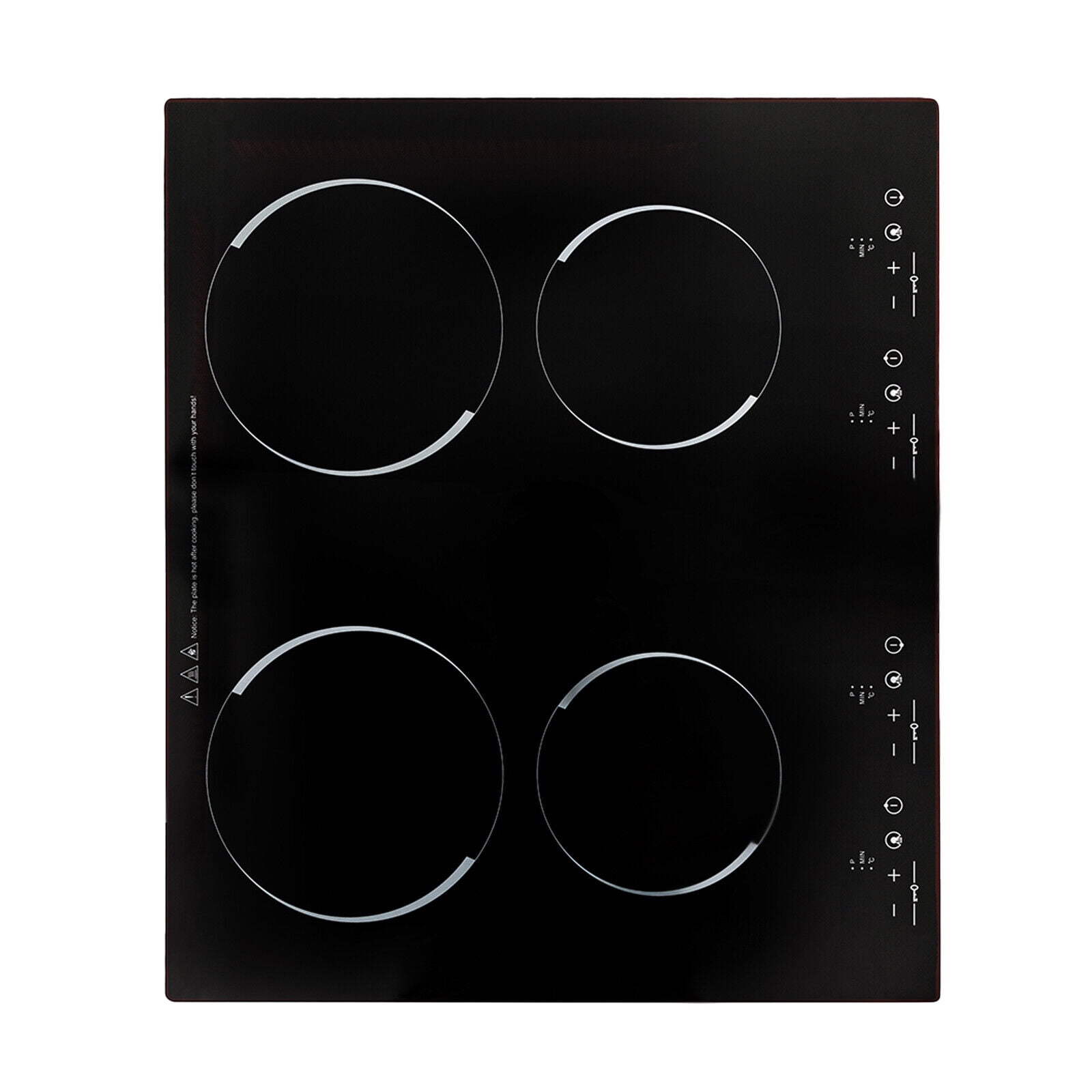 80-650°C/176-1202°F Electric Ceramic Cooktop 9 Heating Levels LED Screen 4 Burners Built-in Microcrystalline Panel 3000W 23.62*21.26in for Kitchens, Cabins, Snack Bars
