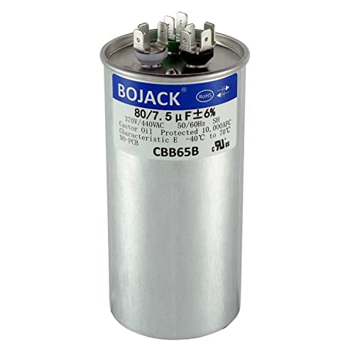 80+7.5 uF 80 7.5 MFD 6% 370/440 V AC CBB65 Dual Run Circular Start Capacitor for AC Motor Run or Fan Start or Condenser Straight Cool or Heat Pump Air Conditioner$$Electrical