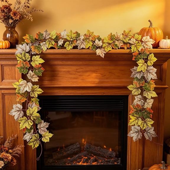 80.7 Inch Artificial Maple Vine Garland, Faux Autumn Fall Foliage Rattan for Halloween Thanksgiving Mantel Staircase Wall Fence and Party Backdrop Decoration