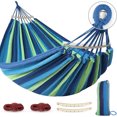 thumbnail image 1 of 80.7"L X 61" Hammocks Portable Camping Hammock with Two Anti Roll Balance Beam and Sturdy Tree Straps for Camping, Patio, Backyard, Outdoor, 1 of 8