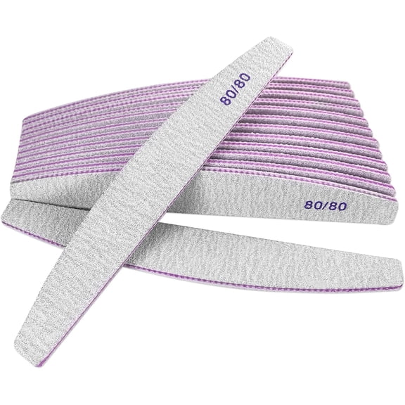 80/80 Grit Files (10 ), Emery Boards for Nails and Nails, Coarse File Double Sided 80 Grits Emory Professional Filers Washable Manicure Curved Gray