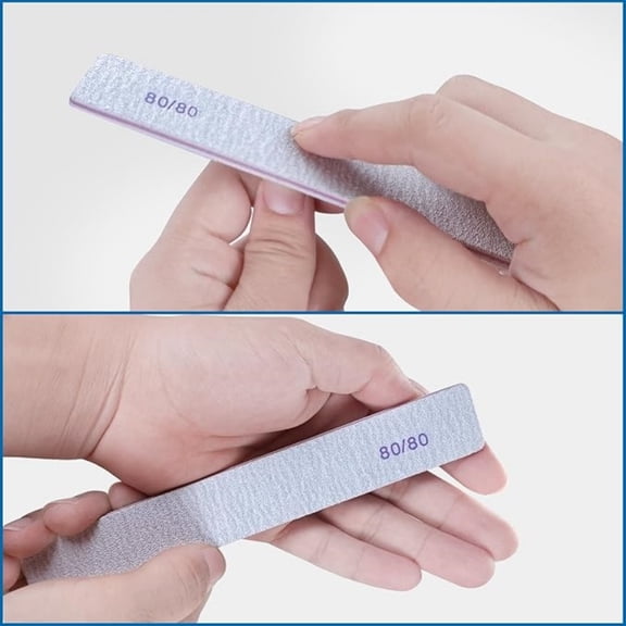 80/80 Grit Nail Files (12 Pack), Heavy Coarse Emery Boards for Acrylic Nails and Gel Nails, 80 Grits Double Sided Nail File Nail Filer Washable Manicure Square Gray