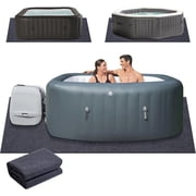 FANGNISN 80 * 80 Inch Hot Tub Pad, Inflatable Hot Tub Mat Outdoor Indoor, Waterproof Slip-Proof Backing, Absorbent Spa Pool Ground Base Flooring Protector Mat