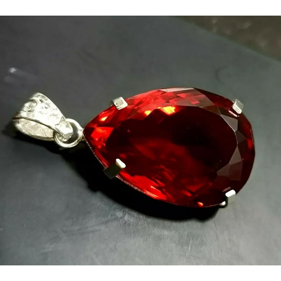 80.90 Ct Brazilian Pear RED Topaz Pendant 925 Sterling Silver Loose Gemstone