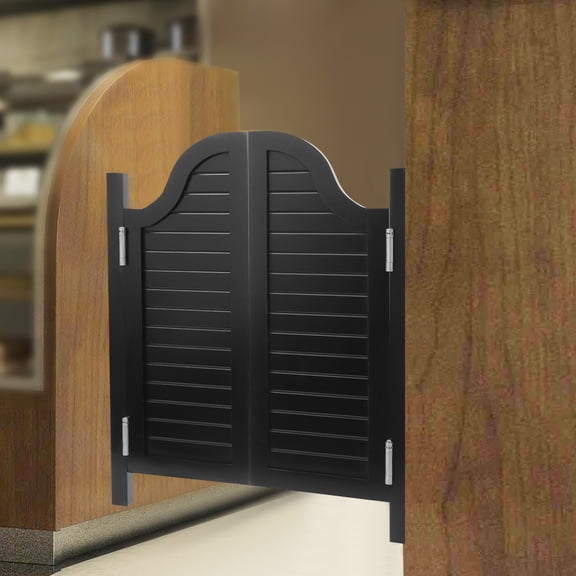 80*90cm 3.5cm Thick Partition Door Swing Solid Wood Door Partition Door for Shop Entrance Partition Door-Mounted Black