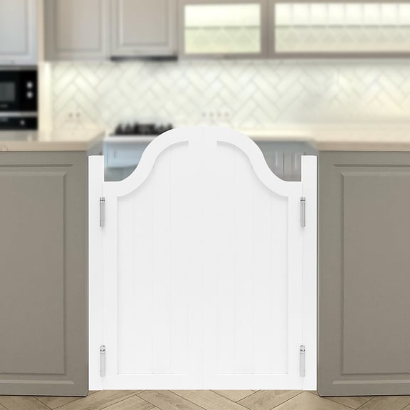 80*90cm 3.5cm Thick Partition Door Swing Solid Wood Door Partition Door for Shop Entrance Partition Door-Mounted White