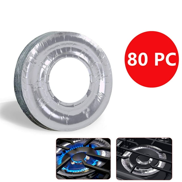 80 Aluminum Foil Round Gas Burner Disposable Bib Liners Stove Covers