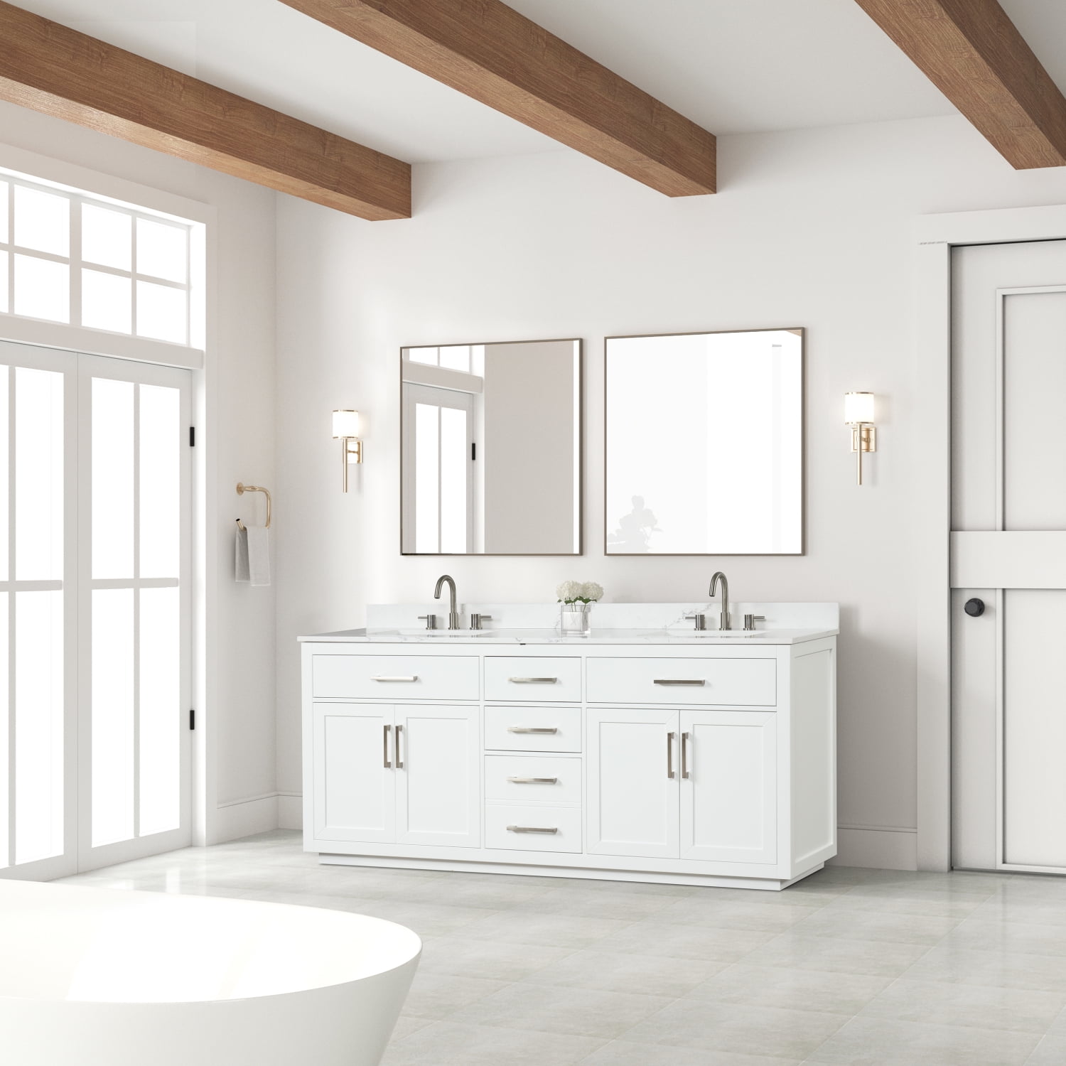 80” Bathroom Vanity with Double Sink Freestanding Modern Bathroom ...