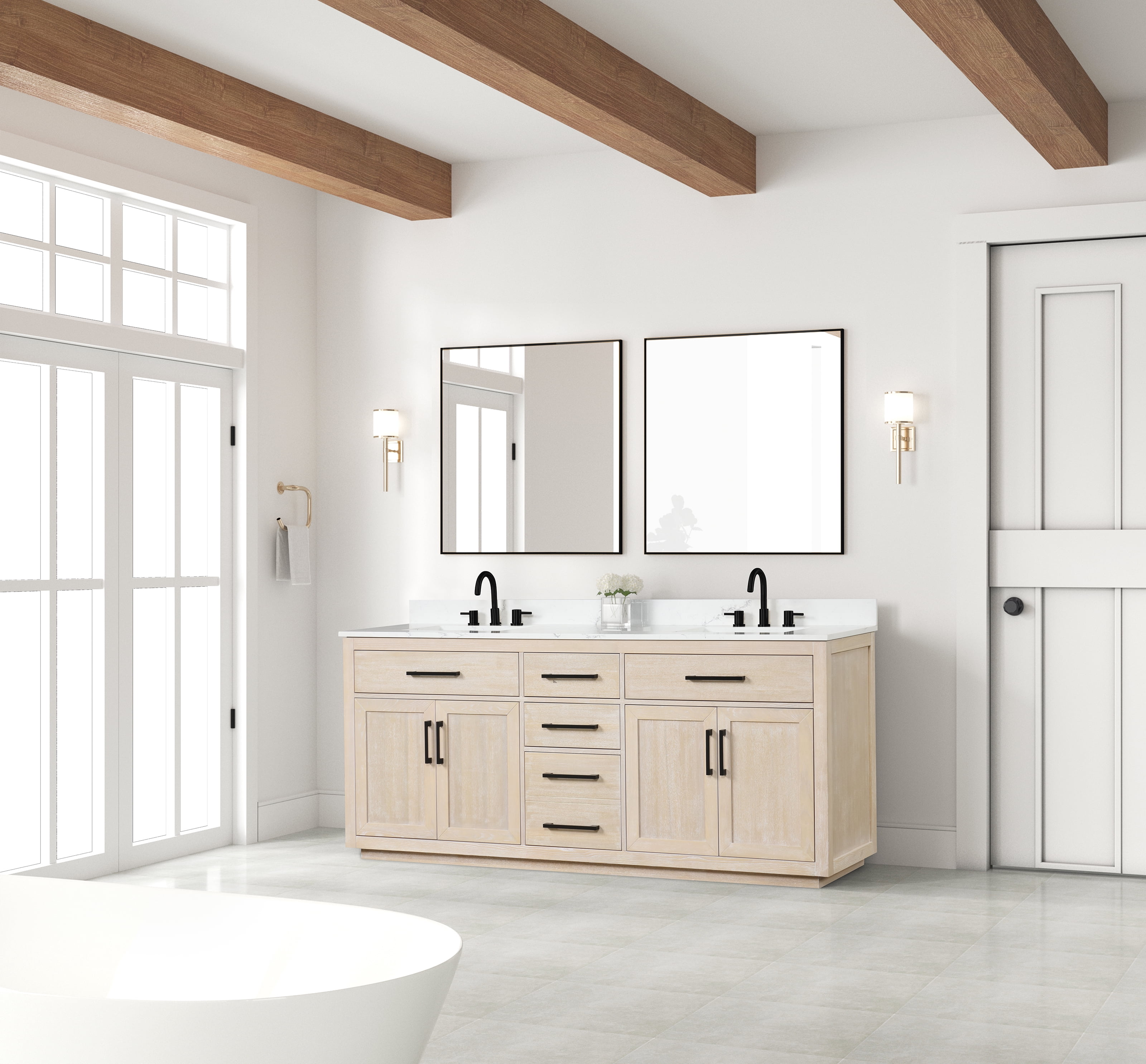 80" Bathroom Vanity with Double Sink, Freestanding Modern Bathroom ...