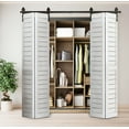 thumbnail image 1 of 80" Bi-Folding Barn Door Hardware Kit - 4 Doors, Black Steel Track, J Rollers, Smooth &amp; Quiet. Space-Saving Interior Design for Home &amp; Office., 1 of 9