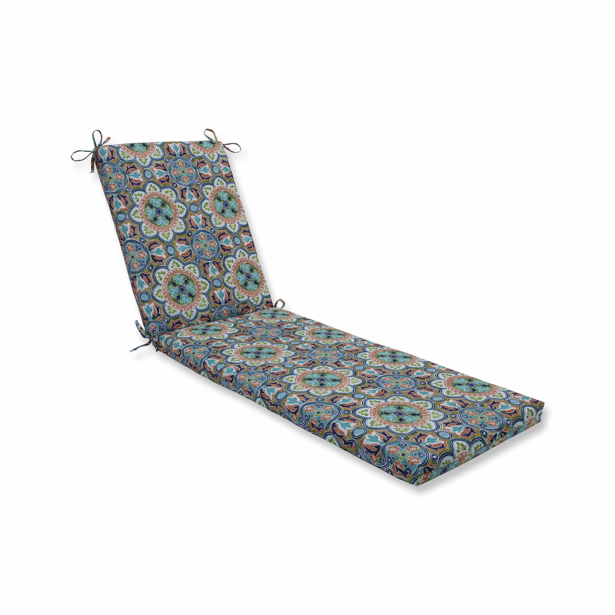 80" Blue and Green Chaise Lounge Cushion with Ties - image 1 of 3