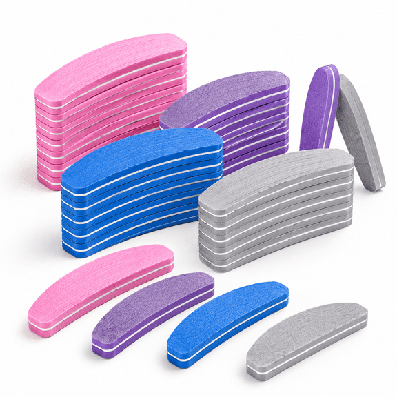 80 Buffers Buffer Block Files Bulk Fors And Double Sided 100/180 Grit Portable Washable Sanding Buffing Arc Shape (80multicolor)