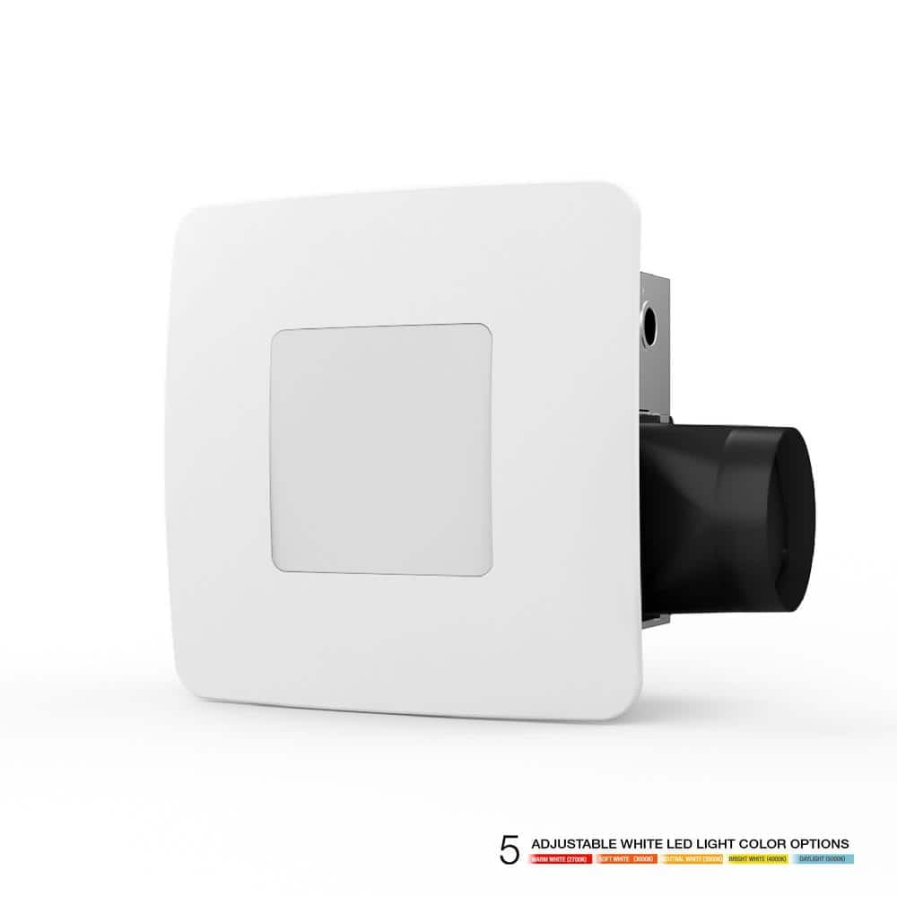 80 CFM Ceiling/Wall Mount Easy Roomside Installation Bathroom/Bath Exhaust Fan with 5 Level LED Lighting, ENERGY STAR