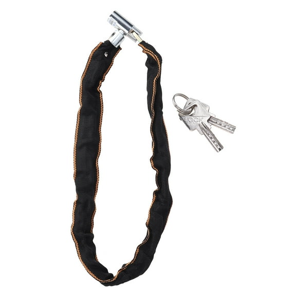 LEDMOMO Lock Chain for Bike with Key Heavy Duty Steel Cable Black Coated