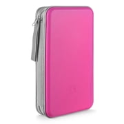 80 Capacity CD Case,Portable DVD Pink Hard Plastic Holder Organizer