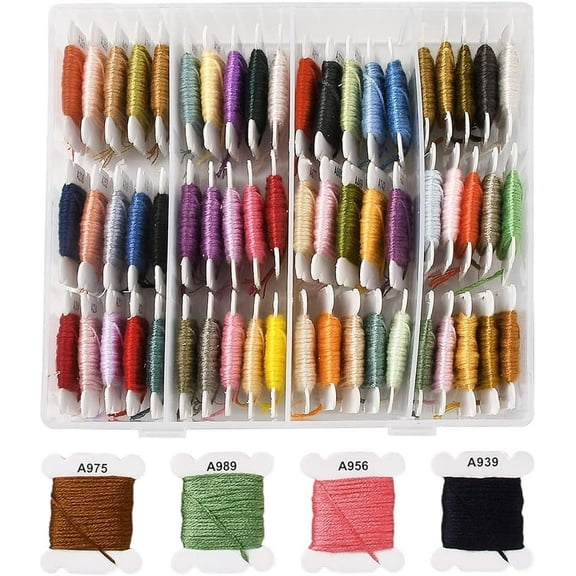 80 Cards 6-Ply Polyester Embroidery Floss Stitch Threads Mixed Color 0.5mm 4m/card