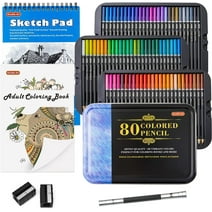 80 Colored Pencils, Shuttle Art Soft Core Coloring Pencils with Coloring Book, Sketch Pad and Sharpener, Premium Color Pencils for Adult Coloring, Sketching and Drawing, Art Supplies for Kids & Adults