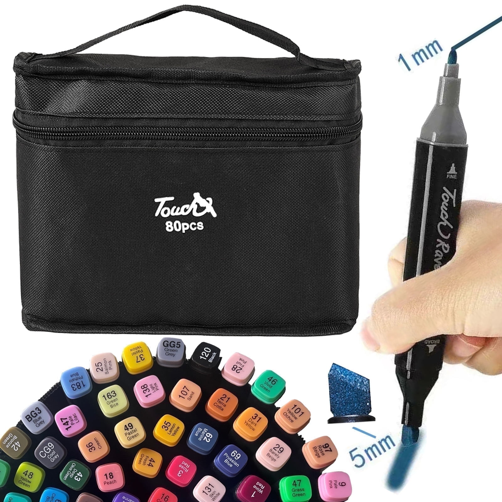 80 Colors Alcohol Based Markers Brush Tip,MIKOUJOS Double Tip Paint Pens Art Marker Set for Adult Coloring Drawing