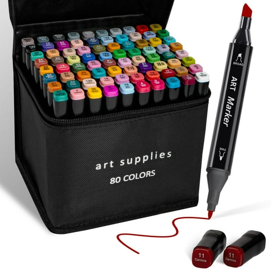 80 Colors Alcohol Markers,Dual Tip Art Markers Set,Permanent Sketch Brush Markers Pen for Coloring