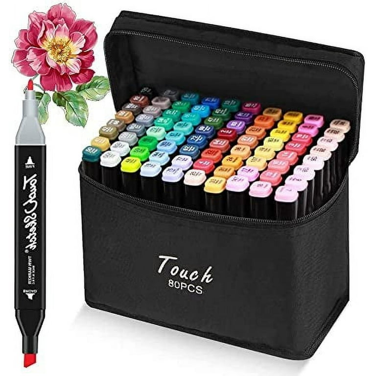 80 Colors Art Markers, Ultra Fine Dual Tip Pastel Pens Oily Pen, Permanent Marker  Set Perfect for Beginners, Highlighting, Sketching, Drawing, Coloring (80)  