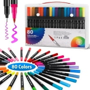 80 Colors Dual Tip Markers, Fine Tip and Brush Tip Coloring Marker Pens For Coloring Books, Painting,Journaling, Note, Taking Writing Planning, Art Project, DIY Art Painting Supplies Kit