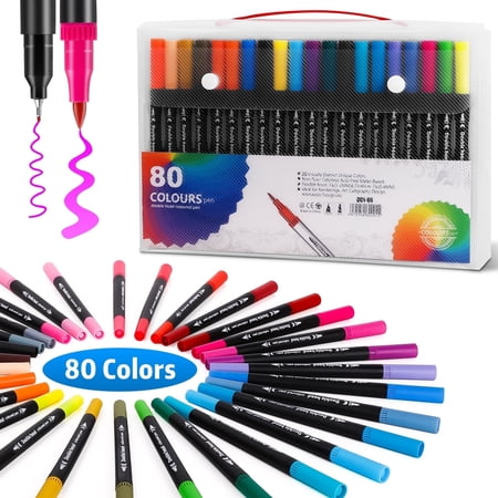 80 Colors Dual Tip Markers, Fine Tip and Brush Tip Coloring Marker Pens For Coloring Books, Painting,Journaling, Note, Taking Writing Planning, Art Project, DIY Art Painting Supplies Kit price history and forecast - Cshidworld LRDBW-001
