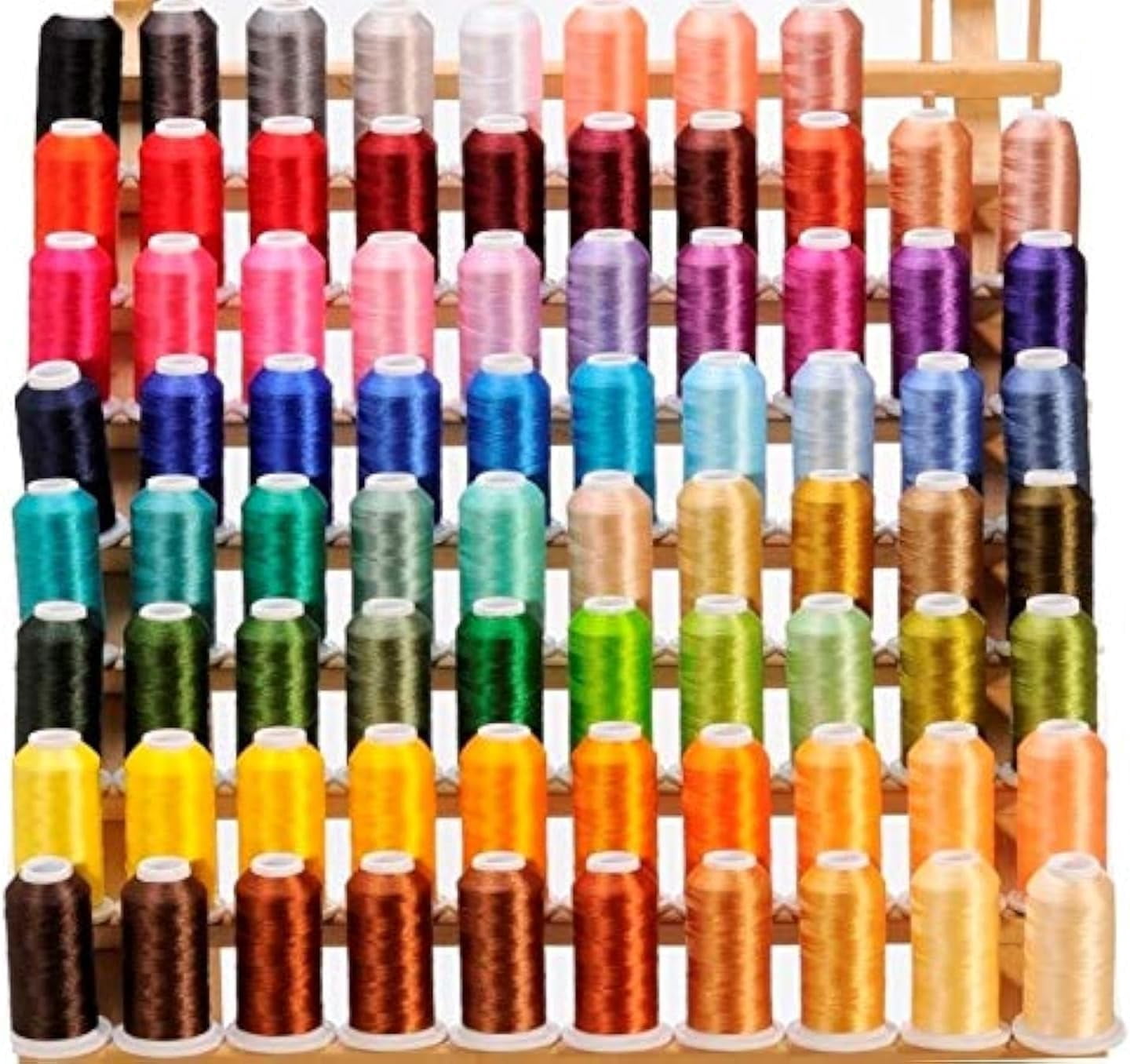 80 Cones (1100 Yards Each) of Polyester Embroidery Threads Compatible with Brother Babylock Janome Singer Pfaff Husqvarna Bernina Machines