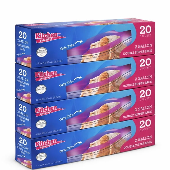 80 Count 2 Gallon Freezer Bags, Double Zipper Plastic Storage Bags for Freezing Food, Extra Large Freezer Bags 2 Gallon Bulk Pack with Easy Dispensing Box, Resealable Clear Two Gallon Storage Bags