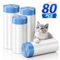 thumbnail image 1 of 80 Count Automatic Litter Box Liners, Heavy Duty Cat Litter Liners with Drawstring Closure, Leak Proof Self Cleaning Litter Box Waste Bags, 4 Rolls Replacement Bags for Automatic Cat Litter Boxes, 1 of 5