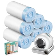 80 Count Cat Litter Bags for Automatic Litter Box Self Cleaning, Replacement Extra Large Cat Litter Liners, 4 Rolls Drawstring Waste Bags for Robot, 18 x 18 Inches