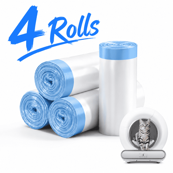 80 Count Cat Litter Box Liners for Automatic Self‑Cleaning Cat Litter Box, Odor‑Free Waste Liners for Multiple Cats, 4 Rolls