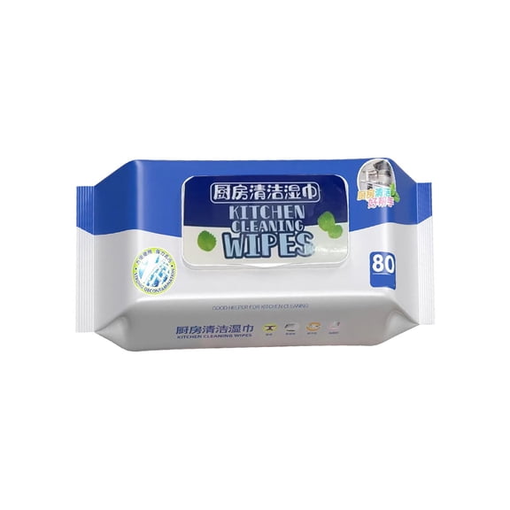 80-Count Kitchen Stain Removal Wipes, No-Rinse Cleaning for Oil, Grease, and Range Hoods, Pre-Moistened Single-Use Pads