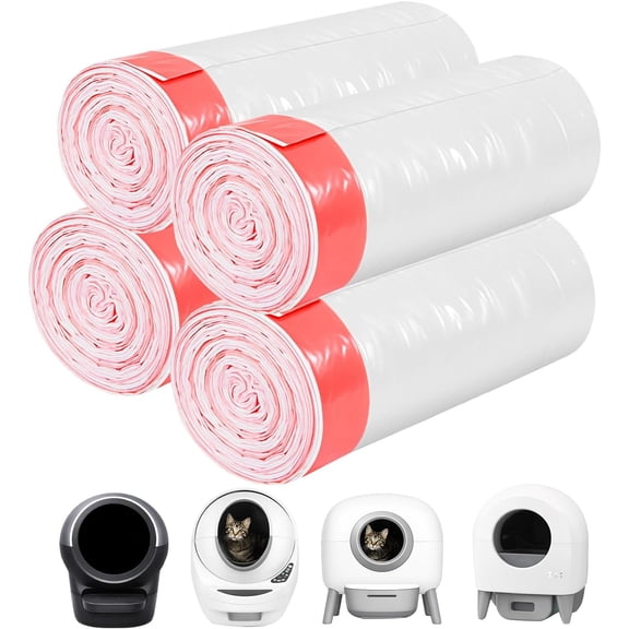 80 Count Thicken Litter Box Liners Compatible With Automatic Litter Box and Litter Box Robot 4 and 3,Heavy Duty Drawstring Kitten Litter Drawer Liners Disposable 25" x 16"