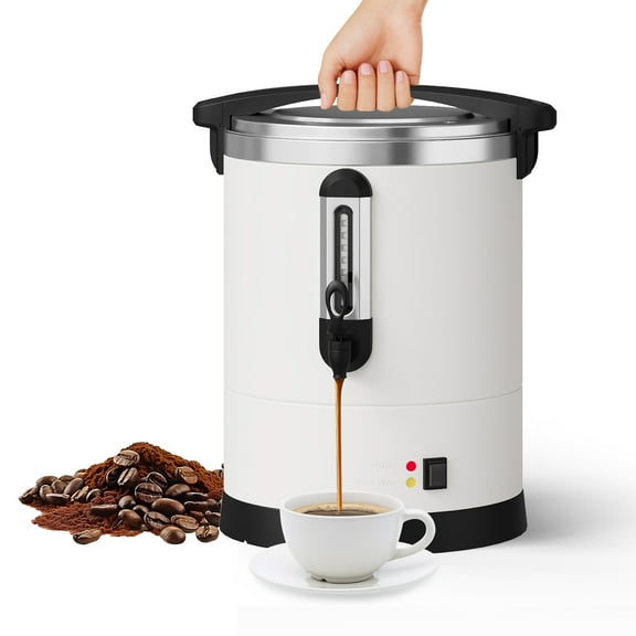80 Cups Coffee Urn, 12L Stainless Steel Large Double Wall Coffee Beverage Dispenser with Keep Warm Mode, Quick Percolator Coffee Pot for Party Buffets, Catering, Wedding, Gathering