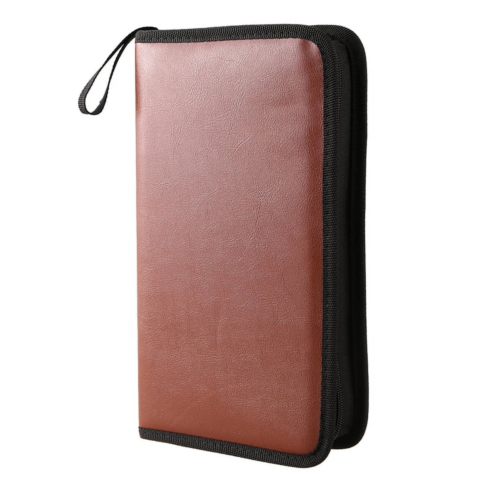 80-Discs Portable Leather Storage Bag Zippered Storage Case for CD DVD ...