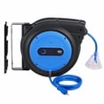 thumbnail image 1 of 80 FT Retractable Extension Cord Reel, Heavy Duty 12AWG/3C SJTOW Power Cord, Lighted Triple Tap Outlet, 15A Circuit Breaker, Wall/Ceiling Mount, 1 of 7