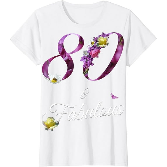 80 & Fabulous 80 Year Old Tee Floral 1944 80th Birthday Gift T-Shirt