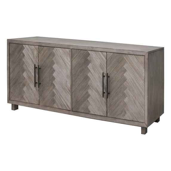 80" Four Door TV Console Entertainment Stand Wood Cabinet Fully Assembled Gray