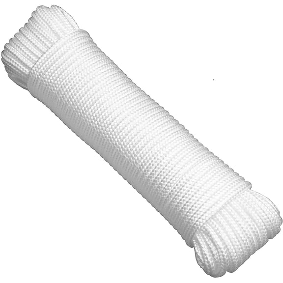80 Ft φ 0.3 Inch (8mm) Nylon Poly Rope Cord Flag Pole Polypropylene Clothes Line Camping Utility Good for Tie Pull Swing Climb Knot (White)