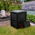 thumbnail image 1 of 80 Gallon Compost Bin - Black PP Rectangular Outdoor Garden Waste Bin with All-Round Air Vents - Easy Assembly, Bottom Sliding Door for Fertilizer Removal - Ideal for Lawn & Garden, 1 of 11