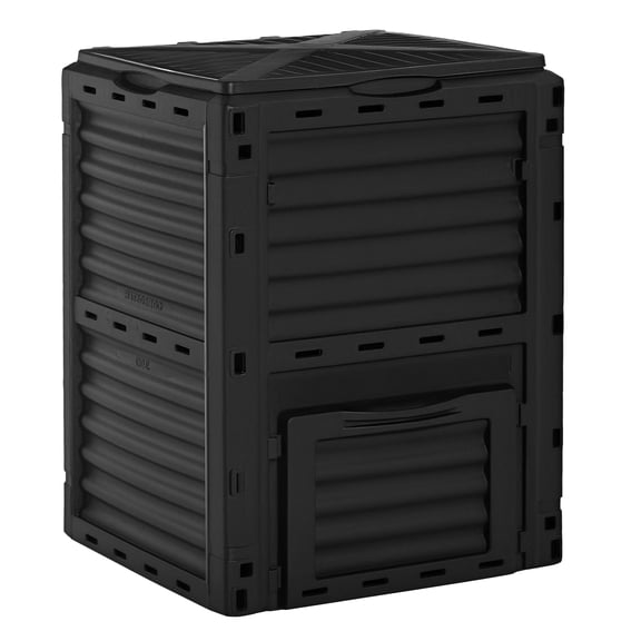 80 Gallon Compost Bin Outdoor, Large Capacity Composter, Fast Soil Maker, Aerating Box, Easy Assembly, Black