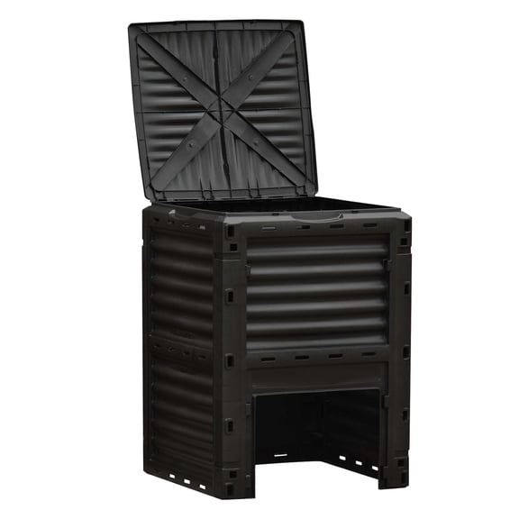80 Gallon Compost Bin - Outdoor Tumbler, Large Capacity Composter, Fast Aerating Box for Garden Waste & Kitchen Scraps - Yellow