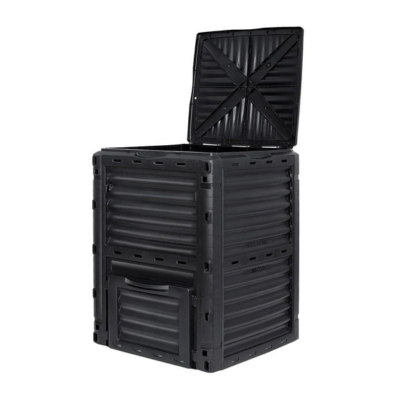 80 Gallon Garden Compost Bin with Aeration System and Secure Lid, Outdoor Composter for Quick Soil Fertilization, Black