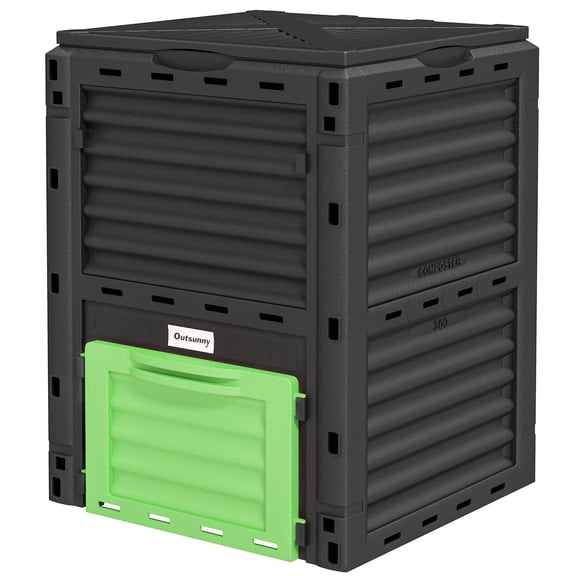 80 Gallon Large Capacity Outdoor Garden Compost Bin Fast Create Fertile Soil Aerating Box Green