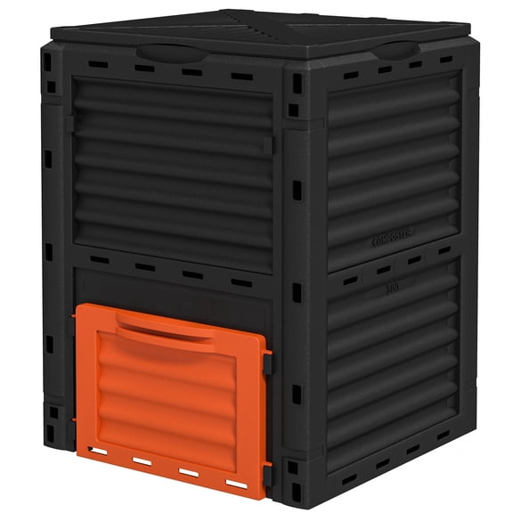 80 Gallon Orange Plastic Outdoor Aerating Composter Composting Bin with Ventilation System