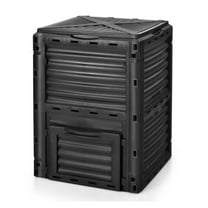 80 Gallon Outdoor Composter - Large Openable Lid & Bottom Exit - Black/Green - Garden Compost Bin for Yard Waste & Kitchen Scraps - 23.5" x 23" x 32"