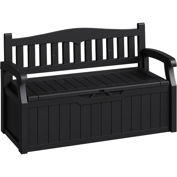 80-Gallon Outdoor Storage Bench, Waterproof Deck Box with Lockable Lid & Armrests for Patio, Garden, Pool, Black