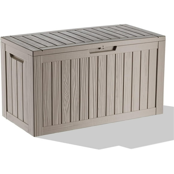 80 Gallon Outdoor Storage Box - Deck Box Container for Patio, Pool, and Garden-Waterproof and UV Resistant Resin,Lockable (Grey)